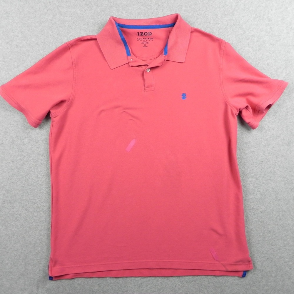 IZOD Polo Shirt Mens XL Advantage Performance Natural Stretch Pink Short Sleeve